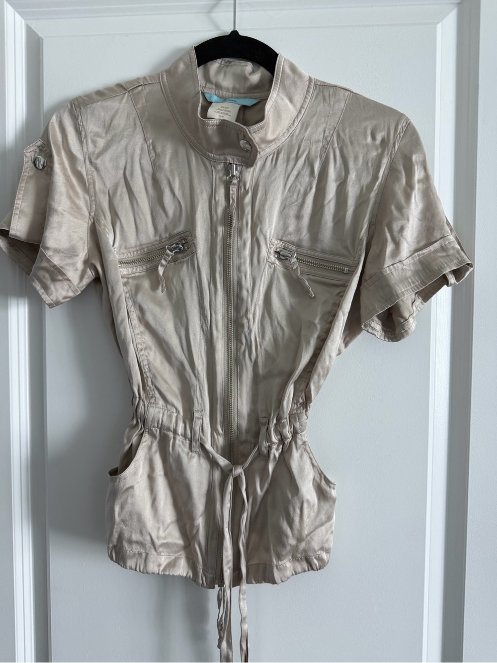 Marciano Short-Sleeve Utility Jacket in Light Beige